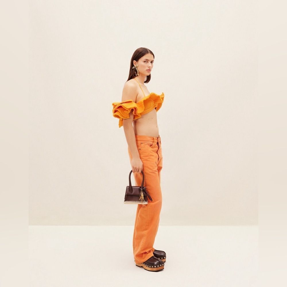 NEW JACQUEMUS La Brassière Artichaut cotton crop top in orange - Picture 14 of 17